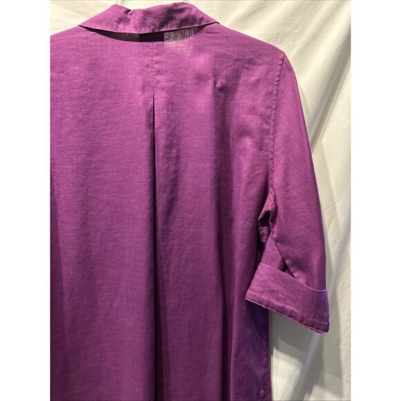 Chicos No Iron Linen Top Women’s Medium Button Up Purple 3/4 Sleeve Career - Picture 11 of 12